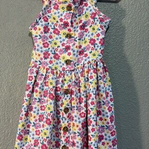Colorful Floral Kids Dress with Button Accents